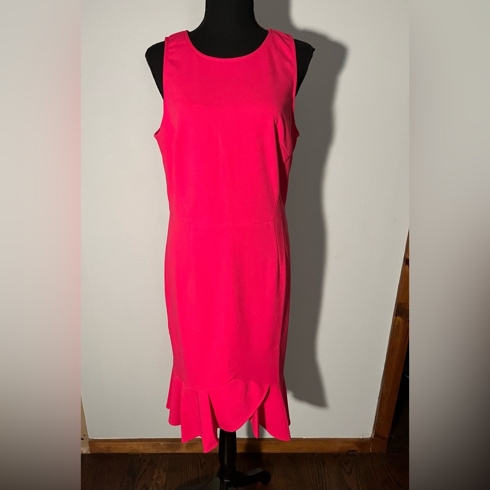 NWT London Times Sleeveless Midi Ruffled Dress Pink Sz 12